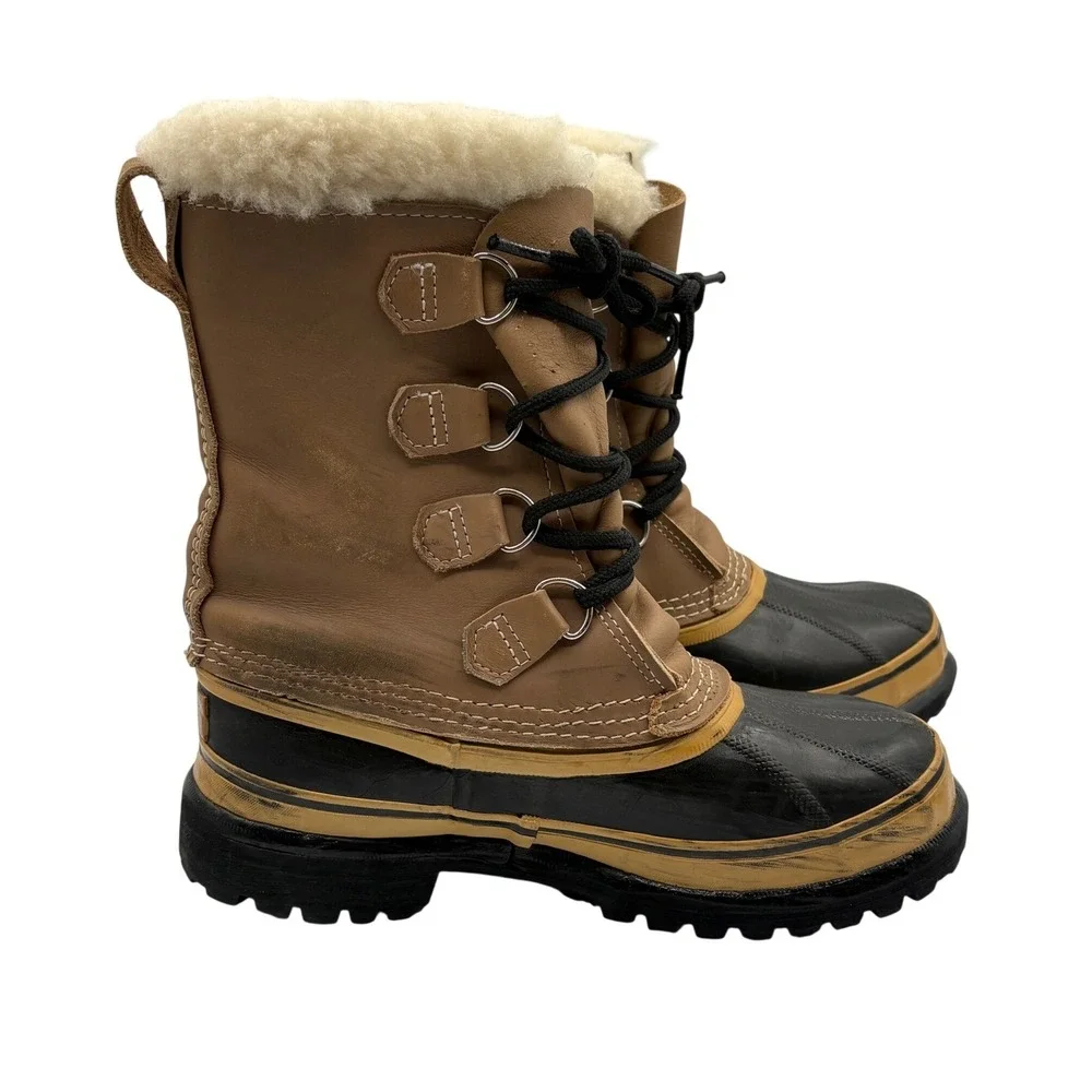 Sorel Caribou Boots Womens Brown Good Waterproof Leather Winter Snow Duck Boots